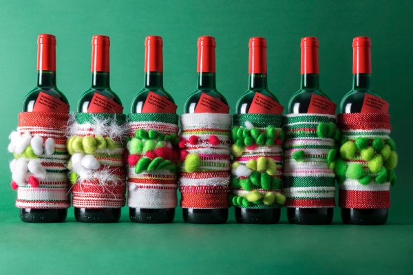 圣诞葡萄酒瓶包装 - 冬季保暖(图1)