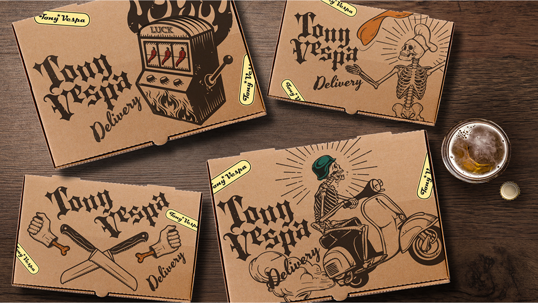 披萨外卖包装设计展开图