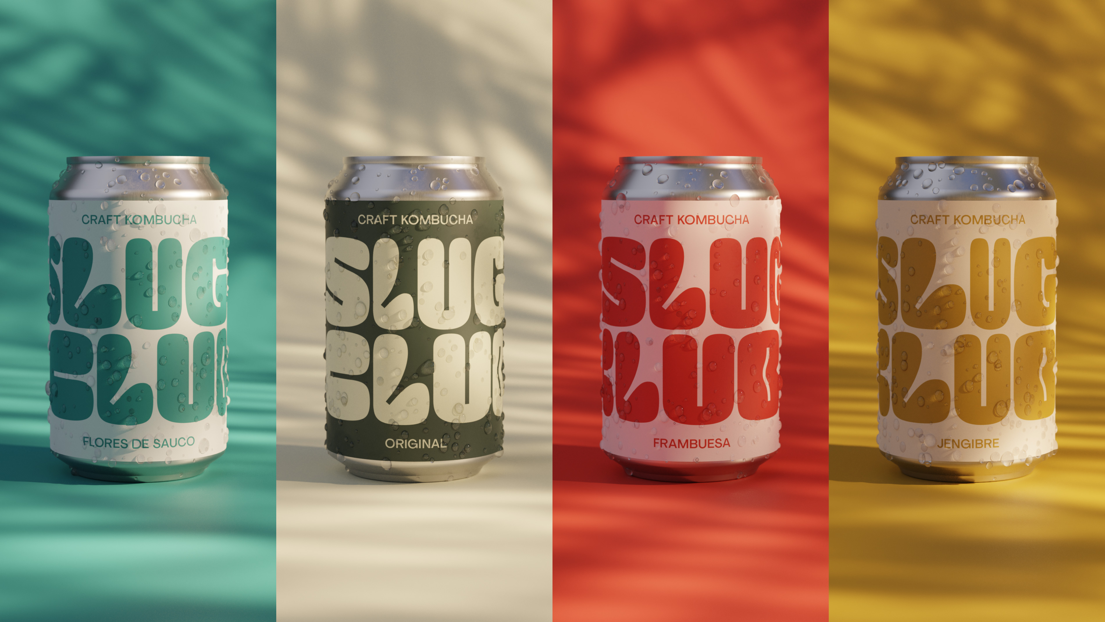 拥有足够视觉感的Slug Club康普茶饮料包装这样设计(图1)