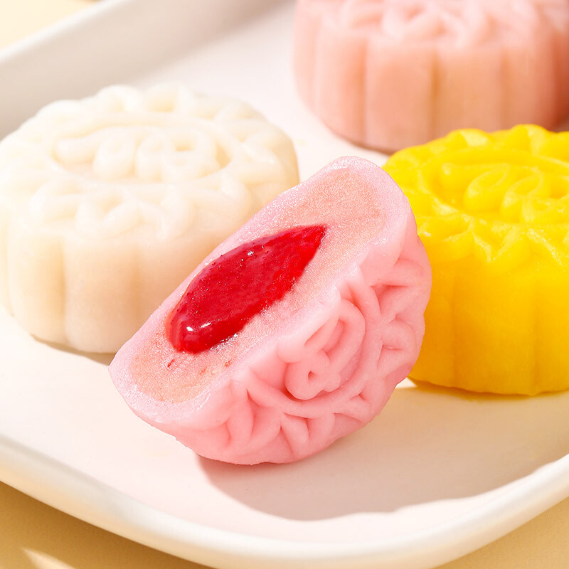 广州酒家 冰纷心语 冰皮月饼 12饼6味 360g包装礼盒产品包装创意设计欣赏(图5)