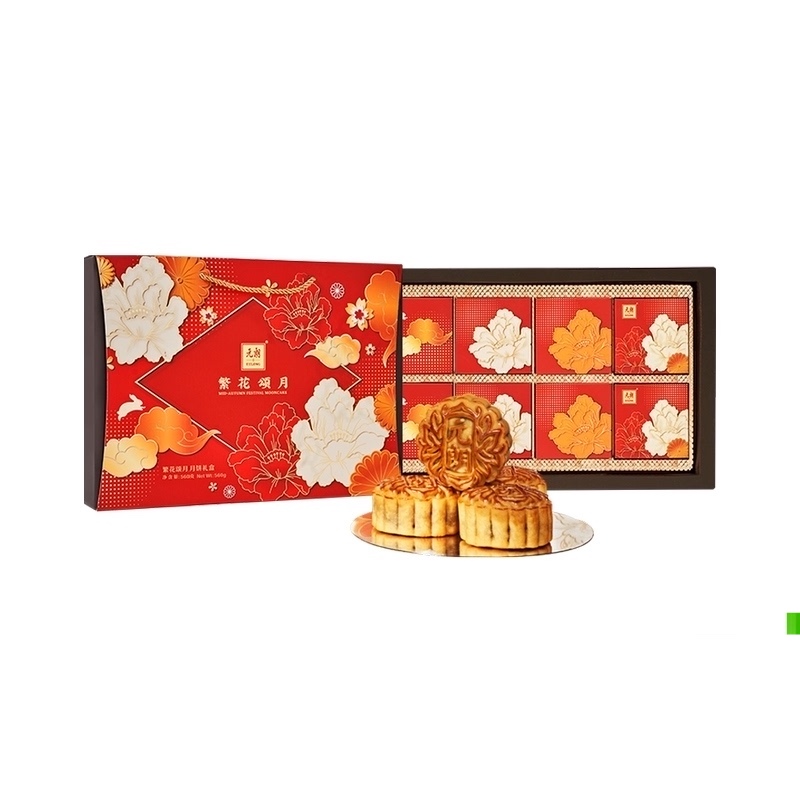 WING WAH 元朗荣华 繁华颂月广式月饼礼盒 8饼4味 560g*10盒包装礼盒产品包装创意设计欣赏(图1)