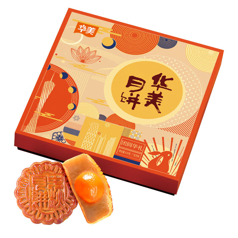 Huamei 华美 团圆华礼中秋月饼礼盒 830g包装礼盒产品包装创意设计欣赏(图1)