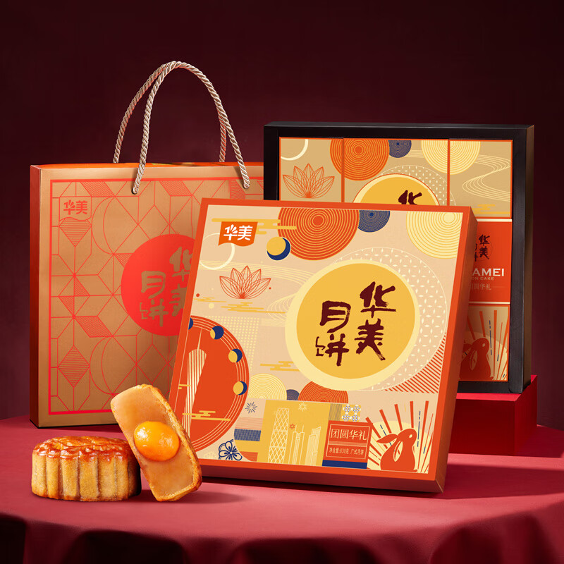Huamei 华美 团圆华礼中秋月饼礼盒 830g包装礼盒产品包装创意设计欣赏(图2)