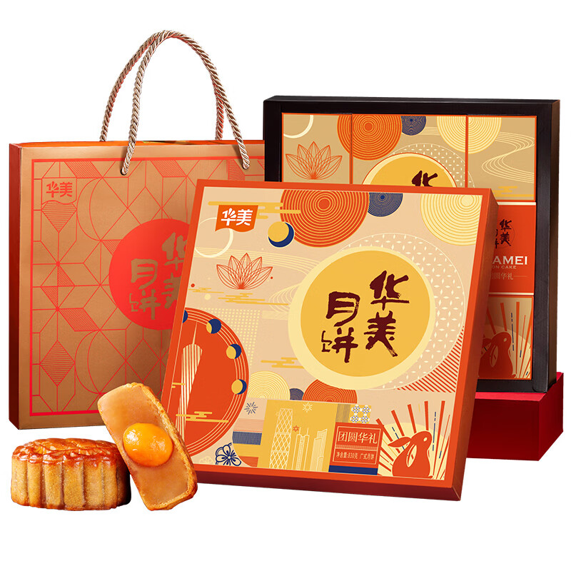 Huamei 华美 团圆华礼中秋月饼礼盒 830g包装礼盒产品包装创意设计欣赏(图3)