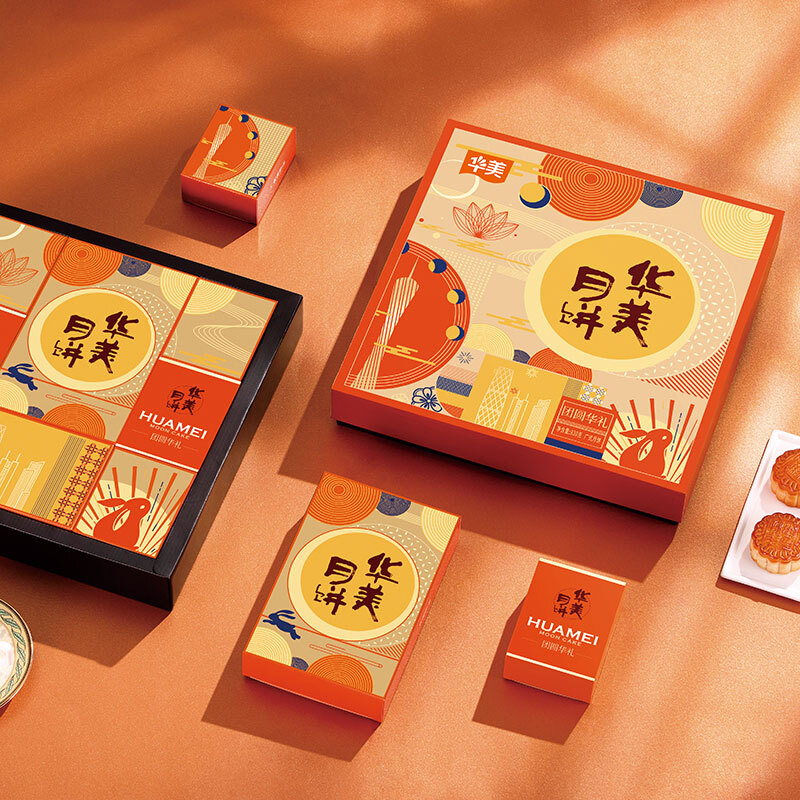 Huamei 华美 团圆华礼中秋月饼礼盒 830g包装礼盒产品包装创意设计欣赏(图4)