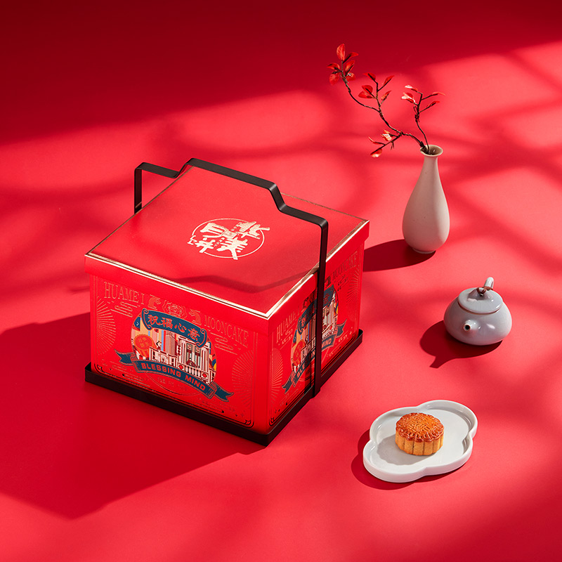 Huamei 华美 祝福心意 广式月饼 12饼5味 1kg包装礼盒产品包装创意设计欣赏(图3)