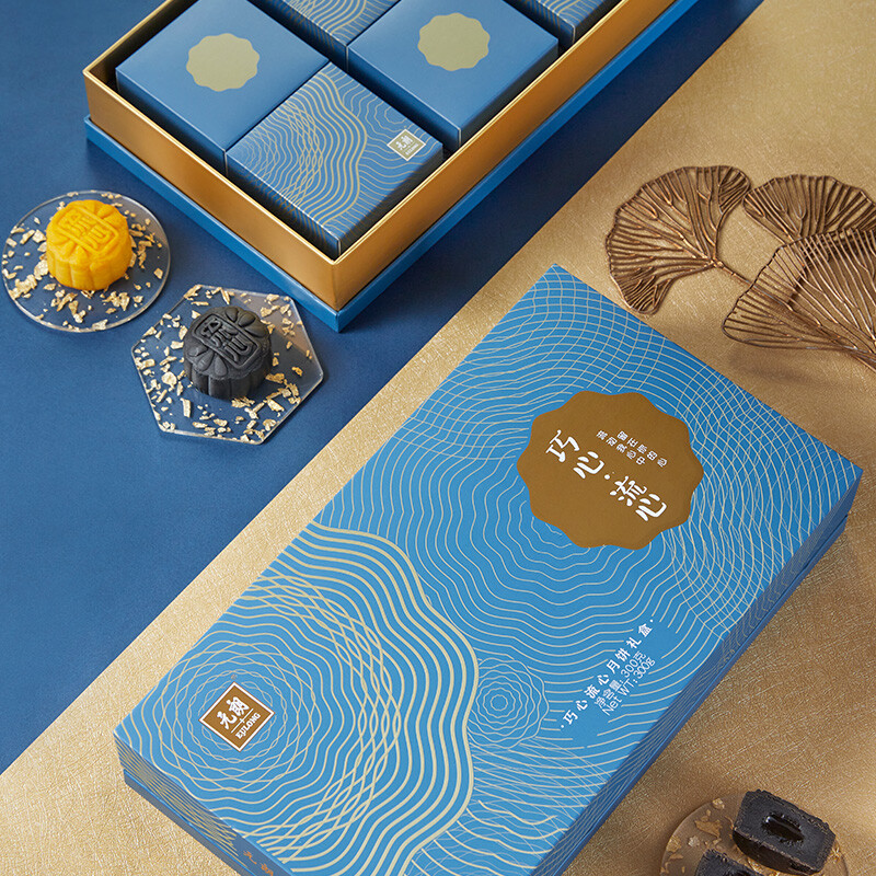EULONG 元朗 巧心流心广式月饼礼盒 6饼2味 360g包装礼盒产品包装创意设计欣赏(图3)