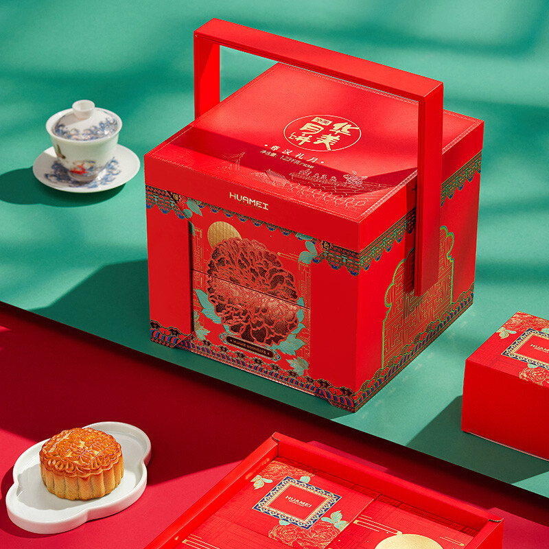 Huamei 华美 尊汉礼月 广式月饼 15饼5味 1.23kg 礼盒装包装礼盒产品包装创意设计欣赏(图5)