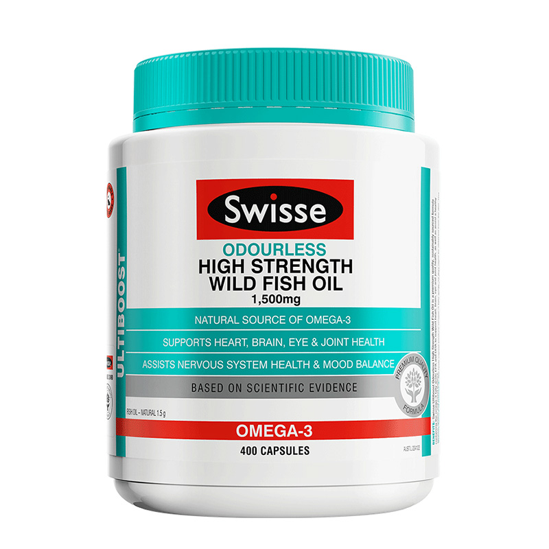 Swisse 斯维诗 Ultiboost 无腥味高浓度野生鱼油胶囊 400粒*3瓶保健产品包装创意设计欣赏(图1)