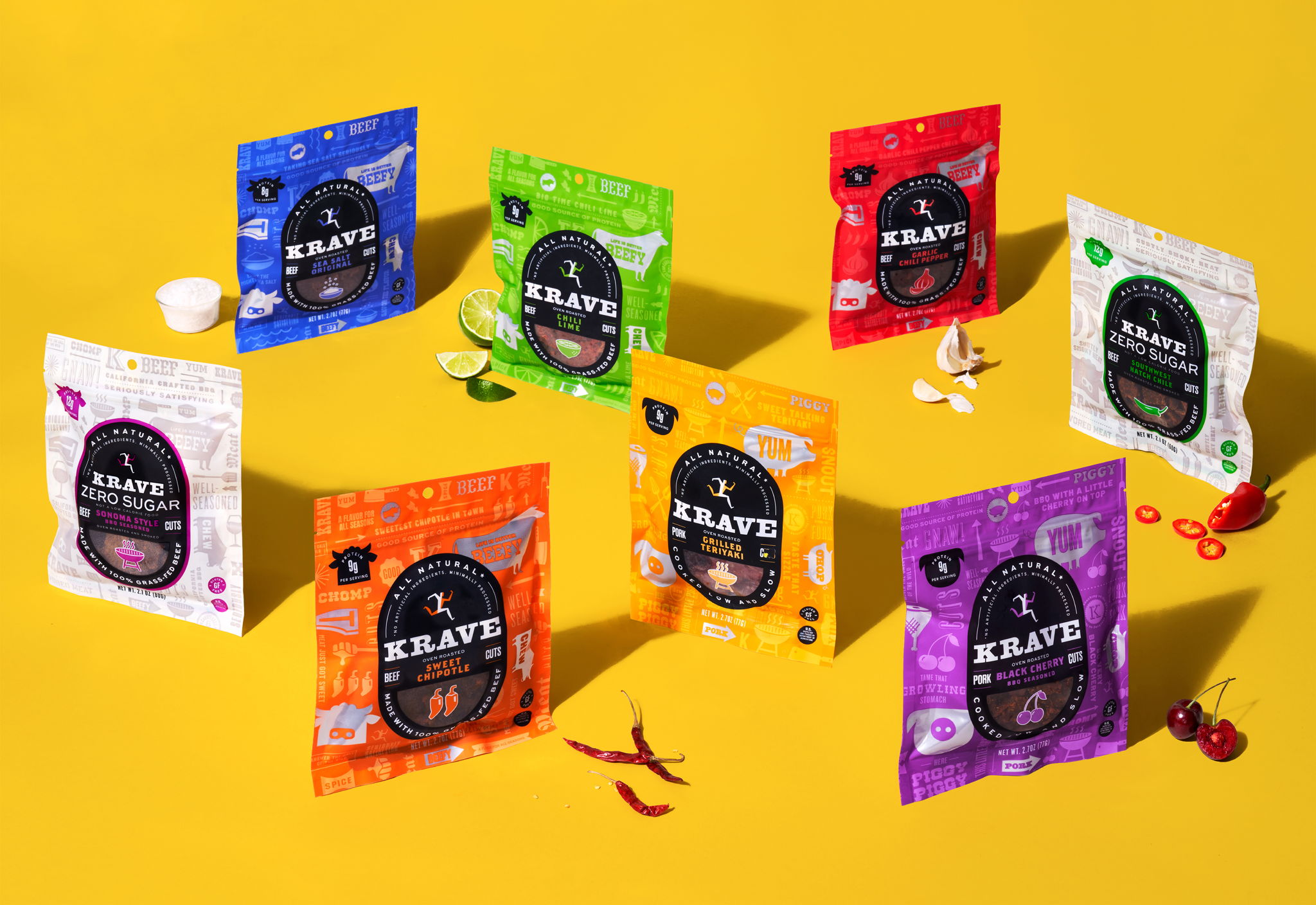色彩明亮的肉干包装设计欣赏(图1)