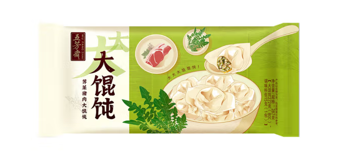 速冻荠菜猪肉大馄饨包装设计作品欣赏(图1)