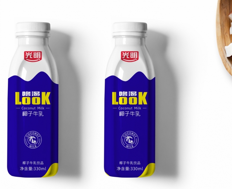光明look椰子牛乳饮品包装设计包装设计案例 - 四喜设计作品