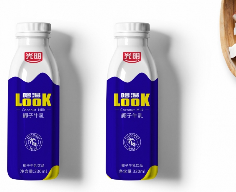 光明look椰子牛乳饮品包装设计