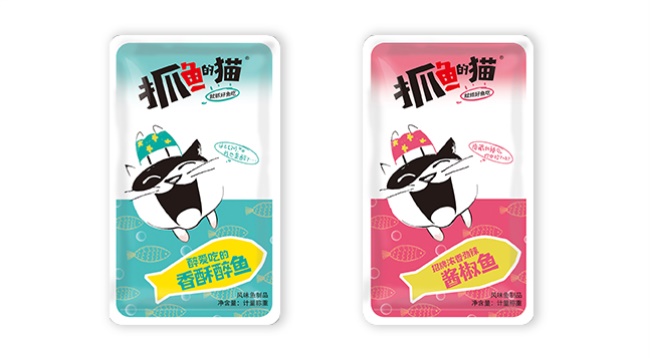 抓鱼的猫零食 抓鱼的猫品牌logo与食品包装设计欣赏(图2)