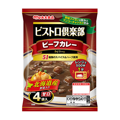 包装设计公司推荐俱乐部北海道蔬菜的牛肉咖喱甜口丸大食品包装设计欣赏(图1)