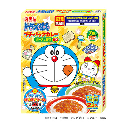 包装设计公司推荐哆啦梦袋装咖喱猪肉蔬菜甜口丸美屋食品工业烹饪品包装设计(图1)