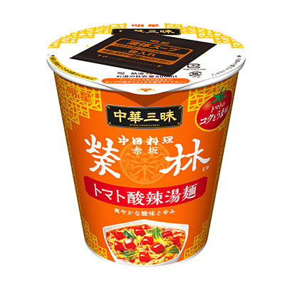 明星中华三昧型大赤坂荣林番茄酸辣汤面明星面类包装设计(图1)