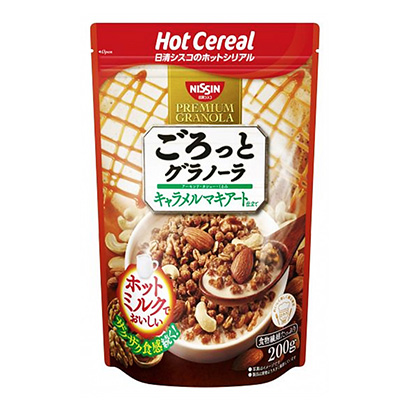 咕噜咕噜焦糖玛奇朵缝制日清思科面包麦片类包装设计(图1)