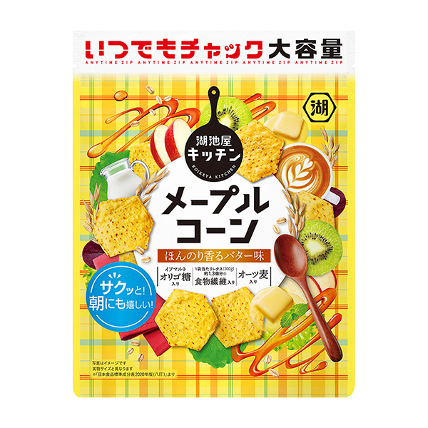 随时拉链枫糖微香的黄油味湖池屋食品饮料包装设计(图1)