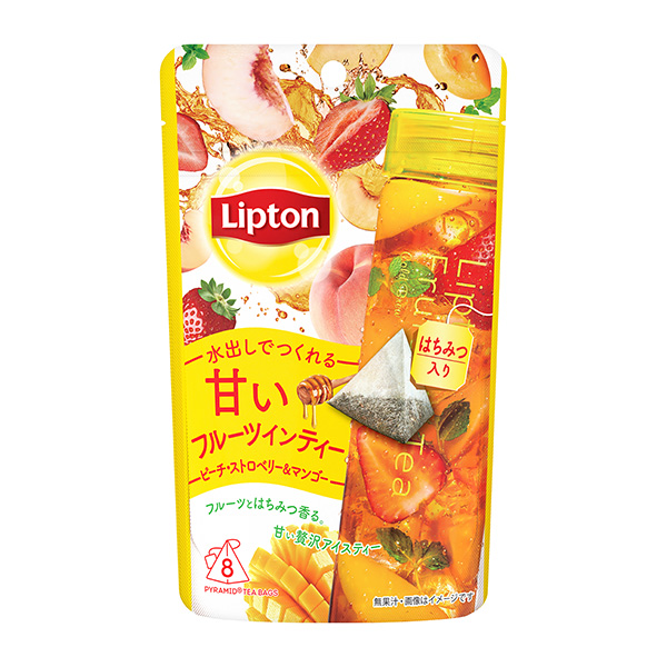 利普顿水果双子茶蜜桃草莓芒果利普顿茶融合日本服务食品饮料包装设计(图1)