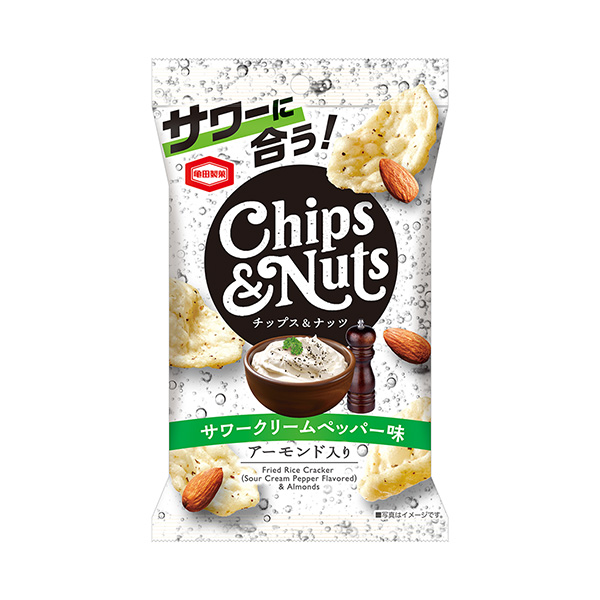 包装设计欣赏CHIPS&NUTS ＜酸奶油胡椒味＞ (龟田制果) 2024年12月9日发售(图1)